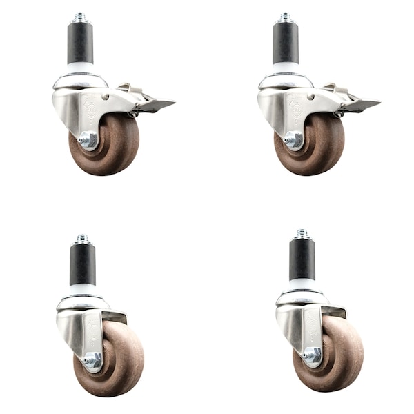 Service Caster 3.5 Inch 316SS High Temp Glass Filled Nylon 1-1/4 Inch Stem Caster Brake, 2PK SS316TTLEX20S3514-GFNSHT-2-S-2-114 - main